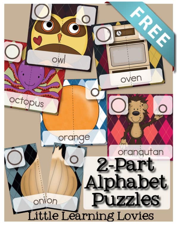 FREE Letter O Two Part Puzzles - Learn phonics, sight words, letter shape and so much more. Perfect Preschool Alphabet Activity